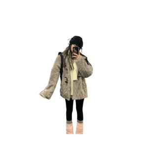 차이나카라 소뿔단추 하프 밍크 퍼 라이크 코트 모피 일체형 상의 겨울 보온