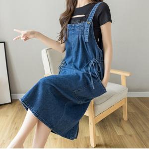 여성 여름 빈티지 루즈핏 데님 멜빵 원피스