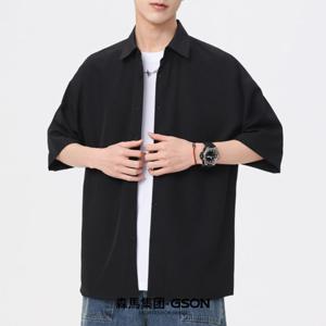남자 여름 아이스 반팔 셔츠 캐주얼 5부 소매 남성 셔츠