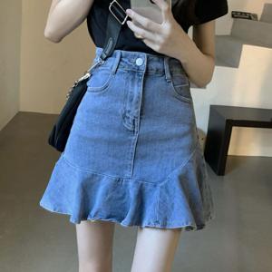 프릴 레이스 데님 여성 미니스커트 빅사이즈 여름치마