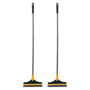 3in1 욕실 사각 화장실 청소솔 스퀴지 바닥 틈새 밀대 롱스탠드형 230x1120mm 블랙 2개