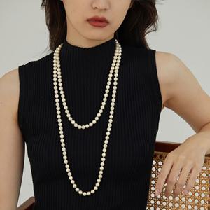 여성 패션 롱 목걸이 롱 진주목걸이 비즈목걸이 빈티지 레이어드 목걸이