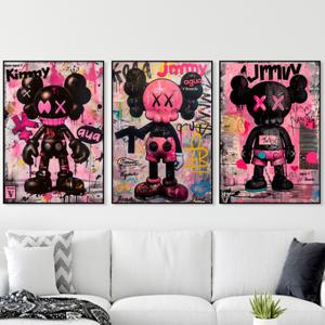 핑크 카우스 KAWS 베어브릭 그림 액자 그래피티 거실 팝아트 빈티지 인테리어 포스터