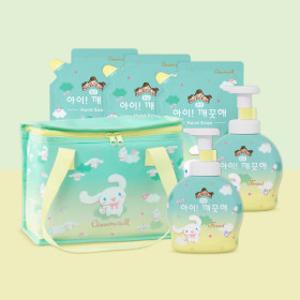 (10%적립)아이깨끗해 X 시나모롤 숲속산책향 핸드워시  490ml 용기 2개 + 450ml 리필 3개 + (증정) 보냉백