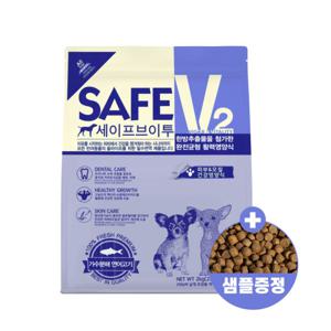 (가수분해 연어 2kg 13870원 500달톤)세이프브이투 덴탈케어 강아지사료 2kg 연어-피부+사료샘플 50g
