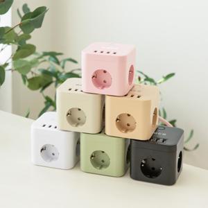 보코 USB 멀티탭 3구 2m 큐브 디자인 인테리어 캠핑 멀티 콘센트