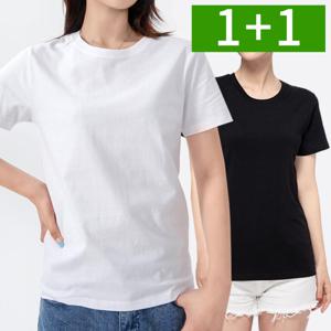 1+1 순면티 남자 반팔티셔츠 20수 여름 가을 무지티 빅사이즈 기본 흰티 라운드 남성 반팔티