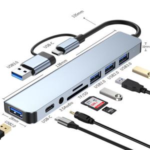 8포트 USB 젠더 C타입 멀티 허브 허브 PC 스마트폰 태블릿 아이패드 노트북 맥북 듀얼커넥터 연결젠더 포함