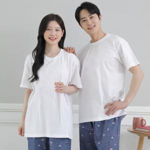 국산 면 남자 반팔티 빅사이즈 레이어드 커플 교복 흰티 여성 화이트 오버핏 무지티