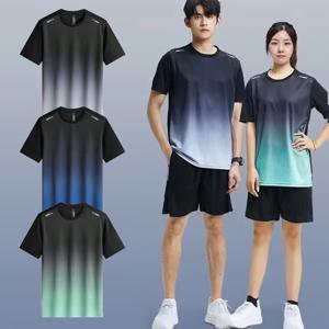 (1+1) 남여공용 여름 경량 트레이닝복 러닝복 반팔반바지 세트