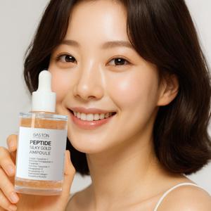 게스통 펩타이드 실키 골드 앰플 70ml 미백 주름개선 금빛 펩타이드 메마른 피부에 활력과 윤기를