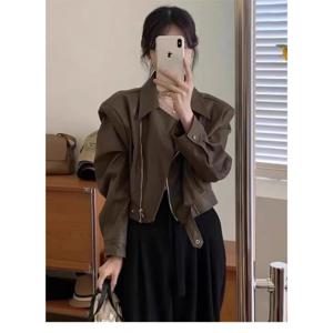 여성 레더자켓 스타일리쉬 칼라 재킷 슬림핏 상의 숏 코트