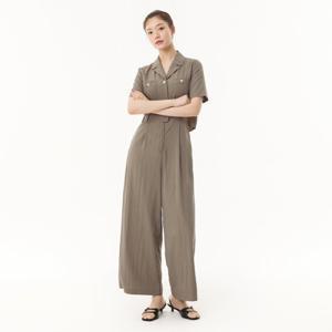플라스틱아일랜드  오픈카라 반팔 점프수트 팬츠 (PR2WP566)