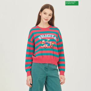 [베네통] 스쿠터 자수 스트라이프 니트 BAKP14341_PK