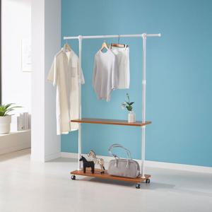 국민튼튼 이동식 원목 선반 행거 WEC-2E 우드 감성 스탠드 2단