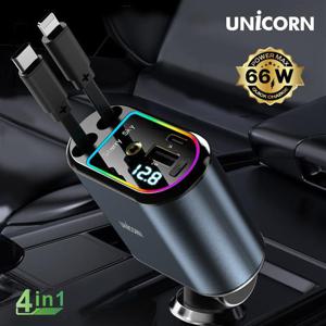 4IN1 릴타입 시거잭 차량용 멀티 고속충전기 동시4대충전 LED 화면 CP-500D