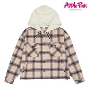 [애플핑크]후드 체크 셔츠형 아우터 (APK1R601GSP)