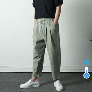 [프랭키뉴욕]남자 벌룬팬츠 여름 와이드팬츠 주름 핀턱 밴딩 빅사이즈 배기 바지 그레이 카키 블랙 WDPA01