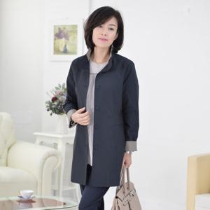 엄마옷마담센스_프릴 이중 카라 배색 바바리_MO4196-1