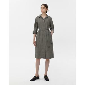닥스 여성 24SS 50%세일린넨그레이 체크 린넨혼방 셔츠형 원피스 DLDR4B405G2