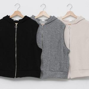 [아이우먼]빅사이즈후드베스트 T762L503 데일리골지스판지퍼조끼 SM