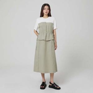[랩]티셔츠 배색 뷔스티에 롱원피스(AR3WO860)