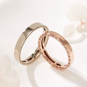 [비앤비골드] 14K 로렛트 큐빅볼 올밴드 커플링 반지 세트 SCS41928