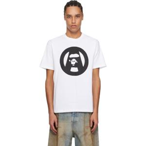 BAPE 티셔츠 화이트 스텐실 서클 에이프 페이스 티셔츠 251546M213113