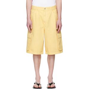 Maison Kitsune 반바지 옐로우 워크웨어 데님 카고 쇼츠 251389M193001