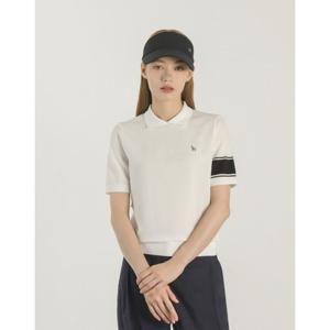 헤지스 골프 여성 25SS 선물추천화이트 여성 카라형 블루종 강연 스웨터 HWSW5B313OW