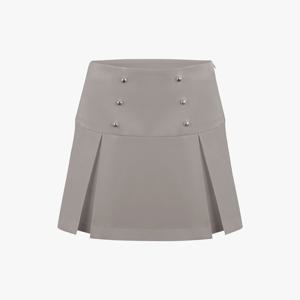 페어라이어 여성 하이웨스트 버튼 장식 플리츠 스커트 (베이지)