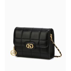 [헤지스ACC] 블랙 퀼팅 가죽 체인 미니백 Z플립 수납 HIWA5F753BK