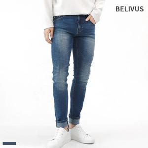 [빌리버스] 남자 청바지 슬림 일자 데님 팬츠 중청 BIP003