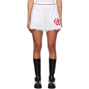 25 FW 오프화이트 여성 화이트 OW 베이스볼 포플린 쇼츠 242607F088001