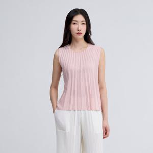[플리츠미(여성)]보리코 플리츠 슬리브리스 티셔츠_PPTSM325003