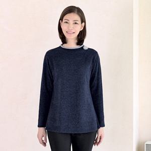 [샵앤]국산 밍크브로치 라운드 기모티셔츠 LC-WSH-1162-네이비