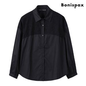 [보니스팍스(여성의류)]카라 배색 언발 루즈핏 여성 긴팔 셔츠 (XO3BA008L0)