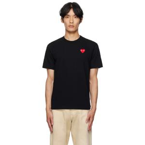 25 FW 꼼데가르송 남성 블랙 하트 패치 티셔츠 252246M213001