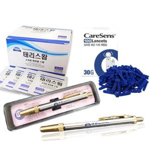 태리 스텐 사혈기+란셋100P+알콜솜100매 세트