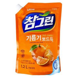 원룸생활 참그린 주방 세제 그릇 설거지 세제 리필 과일 1.2L