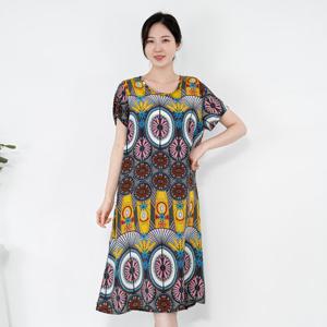 여성 엄마옷 인견 나염 반팔 원피스 OP205247 중년여성의류/50대/60대/마담/빅사이즈/할머니옷