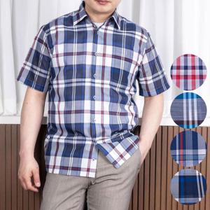 [중년의 품격]남성 여름 울 인견 솔바람 클래식 체크 반팔 남방 셔츠