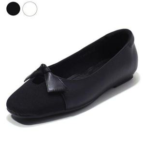 갤러리아_세라 여성 소가죽 스퀘어 투톤 플랫 슈즈 단화 C23P418 검정 1CM