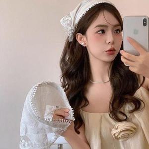 [에이치플러스몰]헤어띠 레이스 헤어밴드 귀여운 두건 머리띠