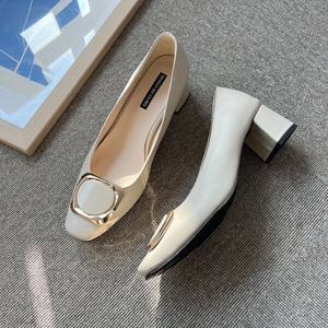 [바인미쇼룸] 심플 스퀘어 펌프스 구두 미들힐 5cm 2colors