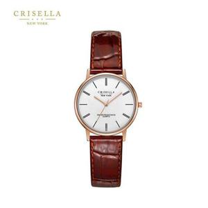 [크리젤라]CRISELLA  여자 여성 예쁜 얇은 원형 가죽 밴드 손목시계 826G