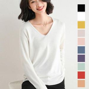 여자가을옷 여성 레귤러핏 무지 이너 데일리 브이넥 긴팔 티셔츠