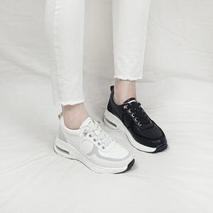 [디아슈즈] 트모 밴딩끈 쿠션 소가죽 키높이 에어 스니커즈 5cm