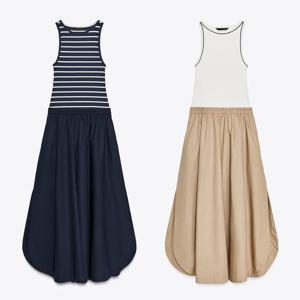 자라 ZARA 포플린 미디 롱 나시 원피스