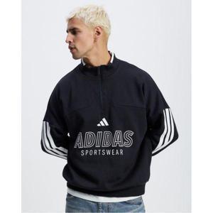 Adidas 아디다스 스포츠웨어 하우스 오브 티로 플리스 하프 지퍼 트랙탑 - 블랙 & 화이트